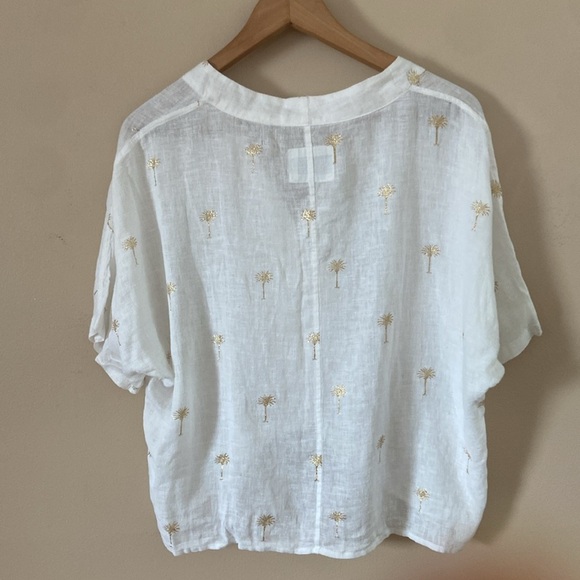 Rails- Thea Linen Tie Front Golden Palms Top - Picture 8 of 10